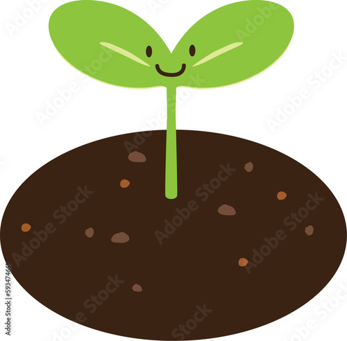 新芽が生えている双葉のイラスト