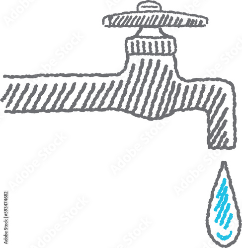 水道の蛇口が流れる水のイラスト