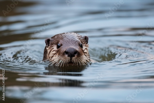 funny otter swimming in the river © imur