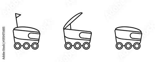 Set robots delivery on the side. flat style. Icon.Vector illustration. Food safe and good delivered by robot. Icon line.