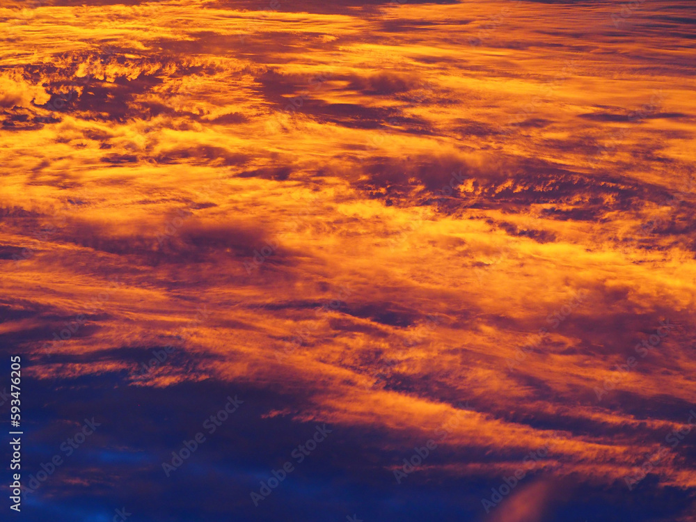 fiery sky colors orange red violet clouds