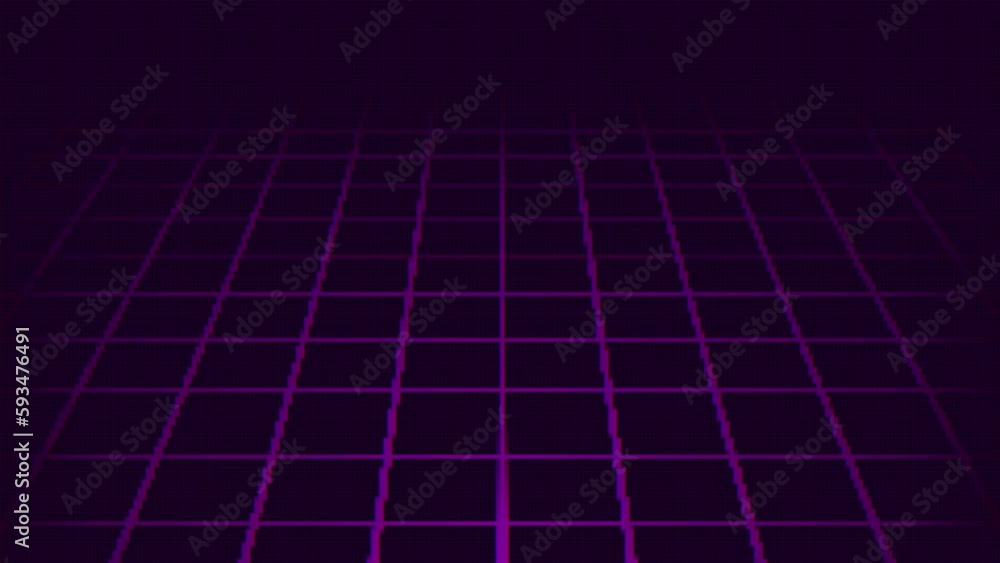 Neon Purple Grid Background. Retro Style Background. Video Game Concept. 4K Neon Purple Grid Background. Retro Style Background. Video Game Concept. 4K