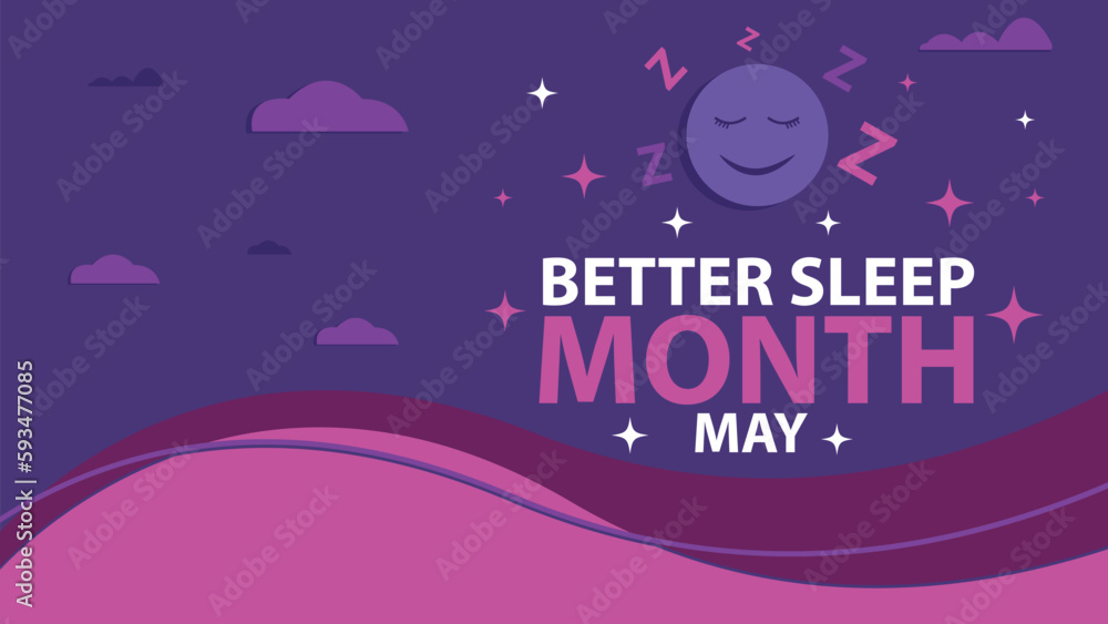 Better Sleep Month holiday vector banner design with pink and purple color combination