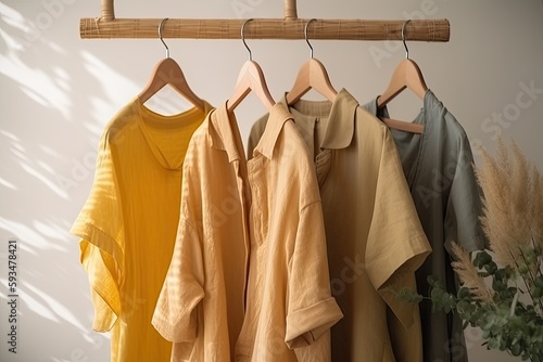 Organic Eco Clothes on a Hanger - Homemade Clothing AI generated photo