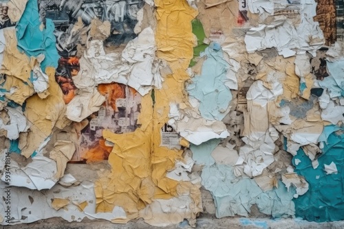 Torn Paper Collage Background on Old Street Poster AI generated