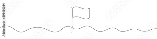 Flag icon in continuous line drawing style. Line art of flag icon. Vector illustration. Abstract background