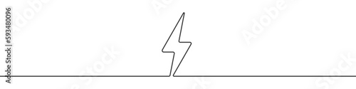 Lightning icon in continuous line drawing style. Line art of lightning bolt icon. Vector illustration. Abstract background