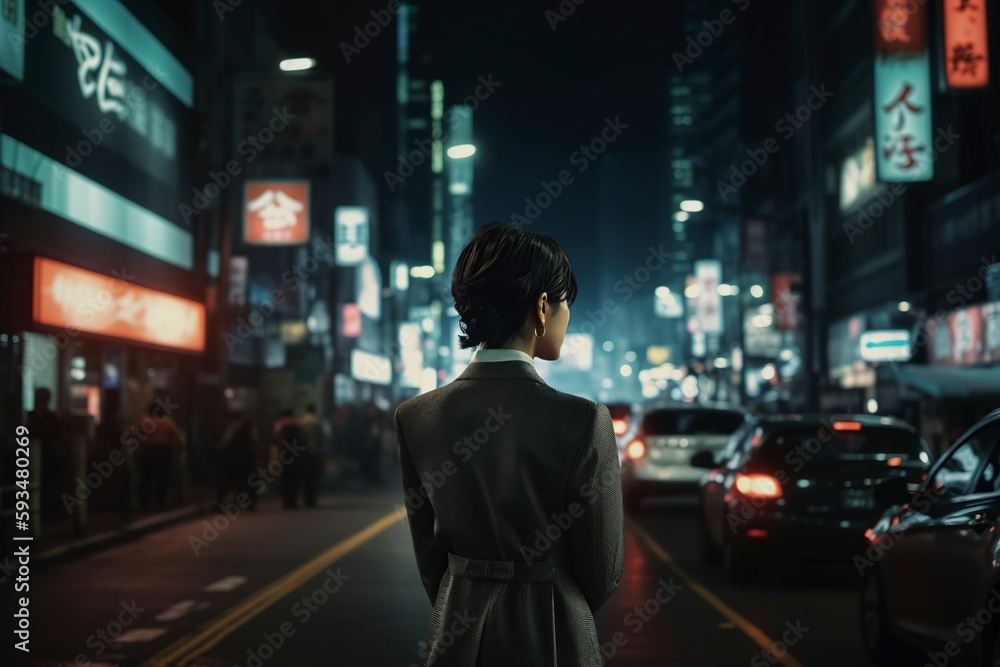 illustration of a person standing on the street, generative ai illustration of a person standing on the street, generative ai