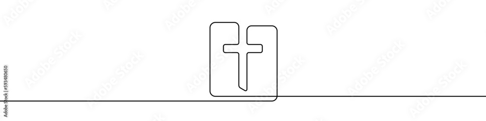Obraz premium Church logo in continuous line drawing style. Line art of the church logo. Vector illustration. Abstract background