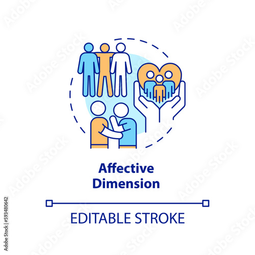 Affective dimension concept icon. SEL activity. GCED socio emotional skills abstract idea thin line illustration. Isolated outline drawing. Editable stroke. Arial, Myriad Pro-Bold fonts used