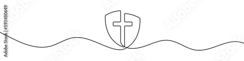 Church logo in continuous line drawing style. Line art of the church logo. Vector illustration. Abstract background
