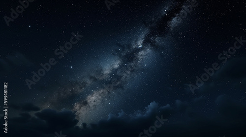 night sky with bright stars. Generative AI image.