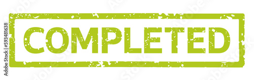 stamp completed vector green, isolated on white