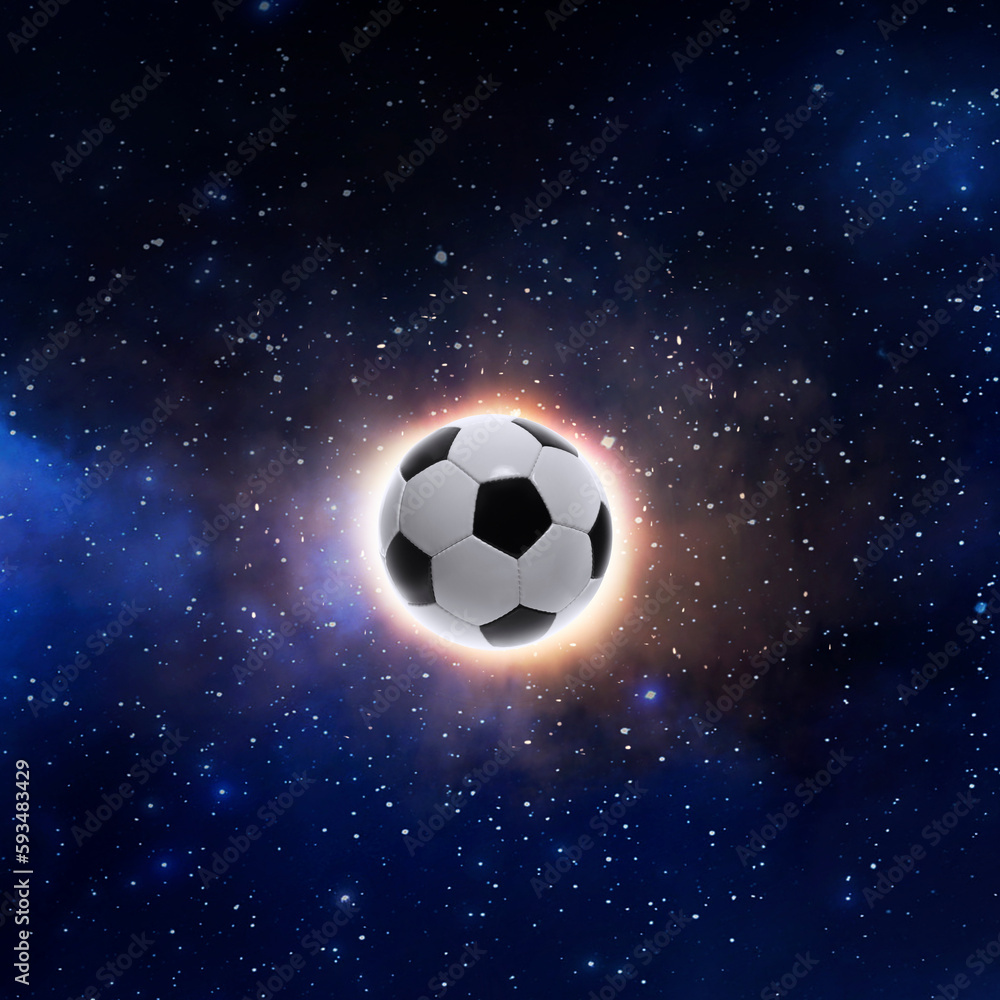 Football ball, on a the Planet view from space