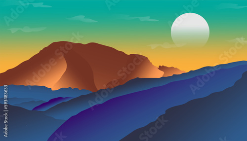 abstract hills and mountains at dusk
