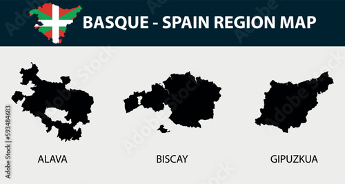 Map of Basque province city set - Spain region outline silhouette graphic element Illustration template design
 photo