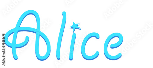 Alice - light blue color - female name - sparkles - ideal for websites, emails, presentations, greetings, banners, cards, books, t-shirt, sweatshirt, prints

