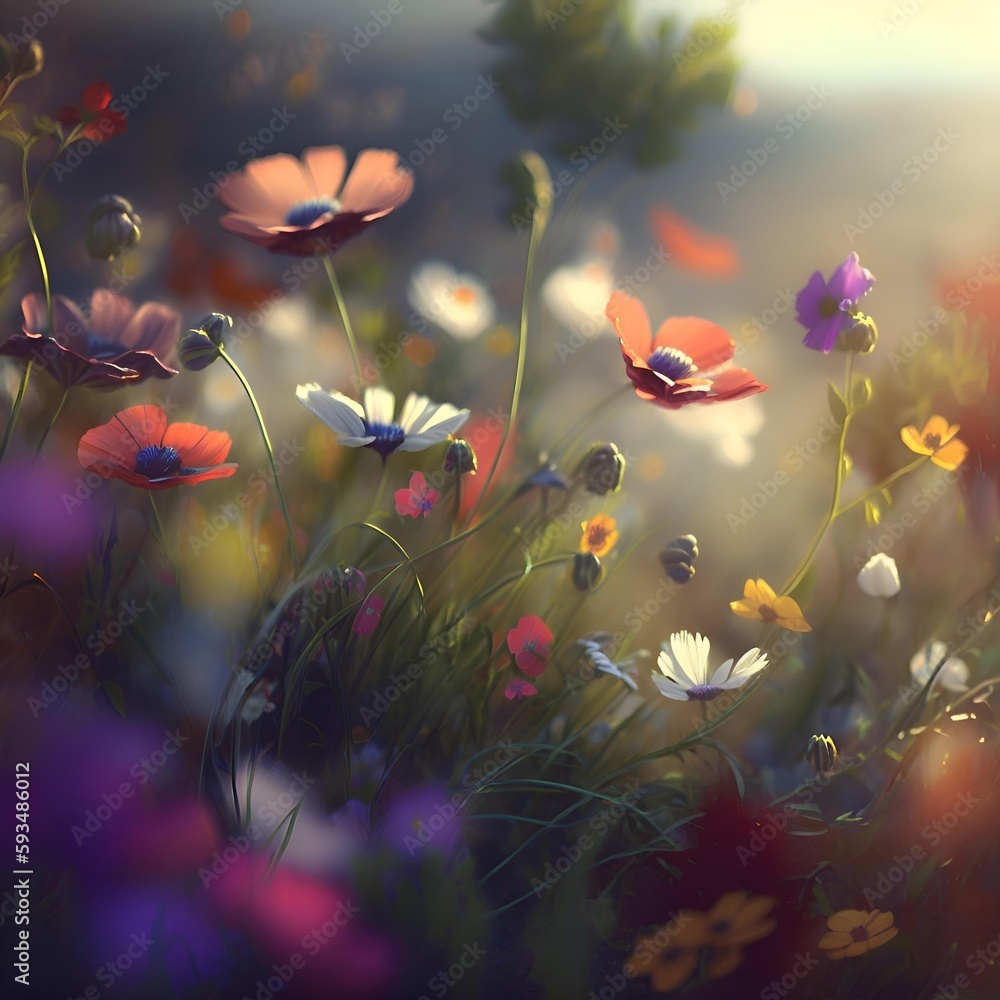 landscape with flowers landscape with flowers