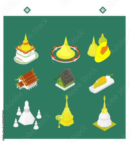 Thai temple art and architecture, isometric