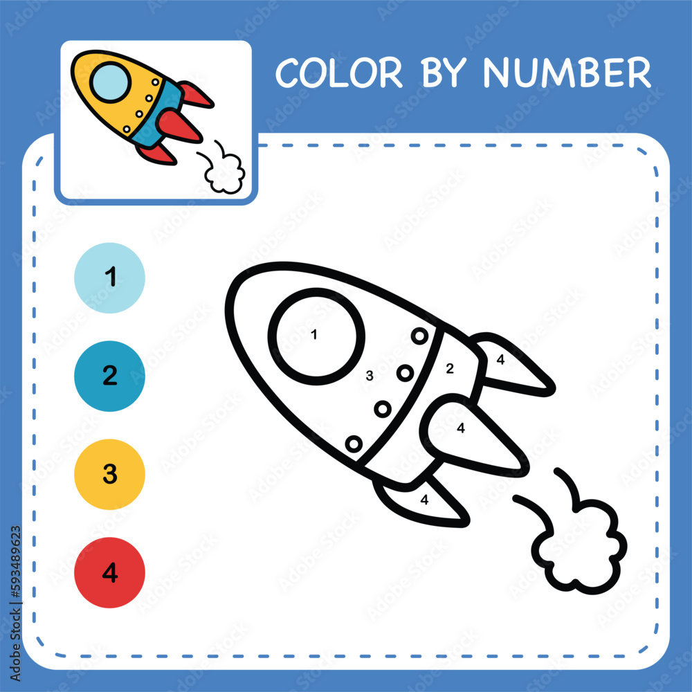 Color by number worksheet for kids learning numbers by coloring Stock ...