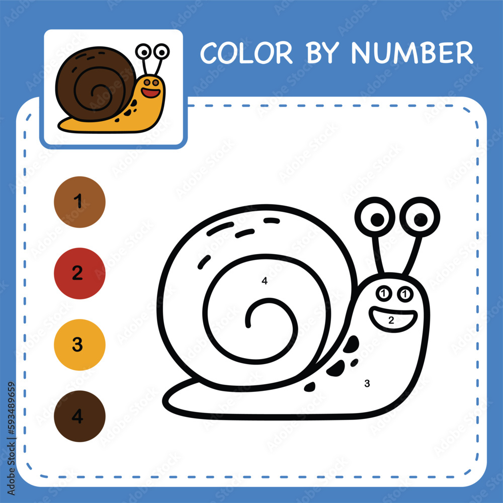 Vetor de Color by number worksheet for kids learning numbers by ...