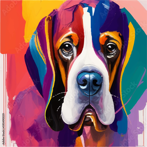 beagle dog watercolor painting colorful collage illustration