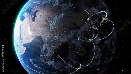 3D Earth Connections Global Technology. Woldwide Digital Network.from Tokyo,Japan