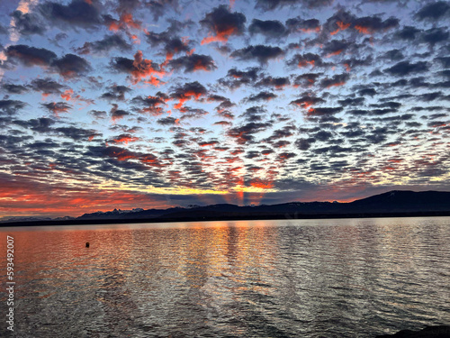 sunset over the lake