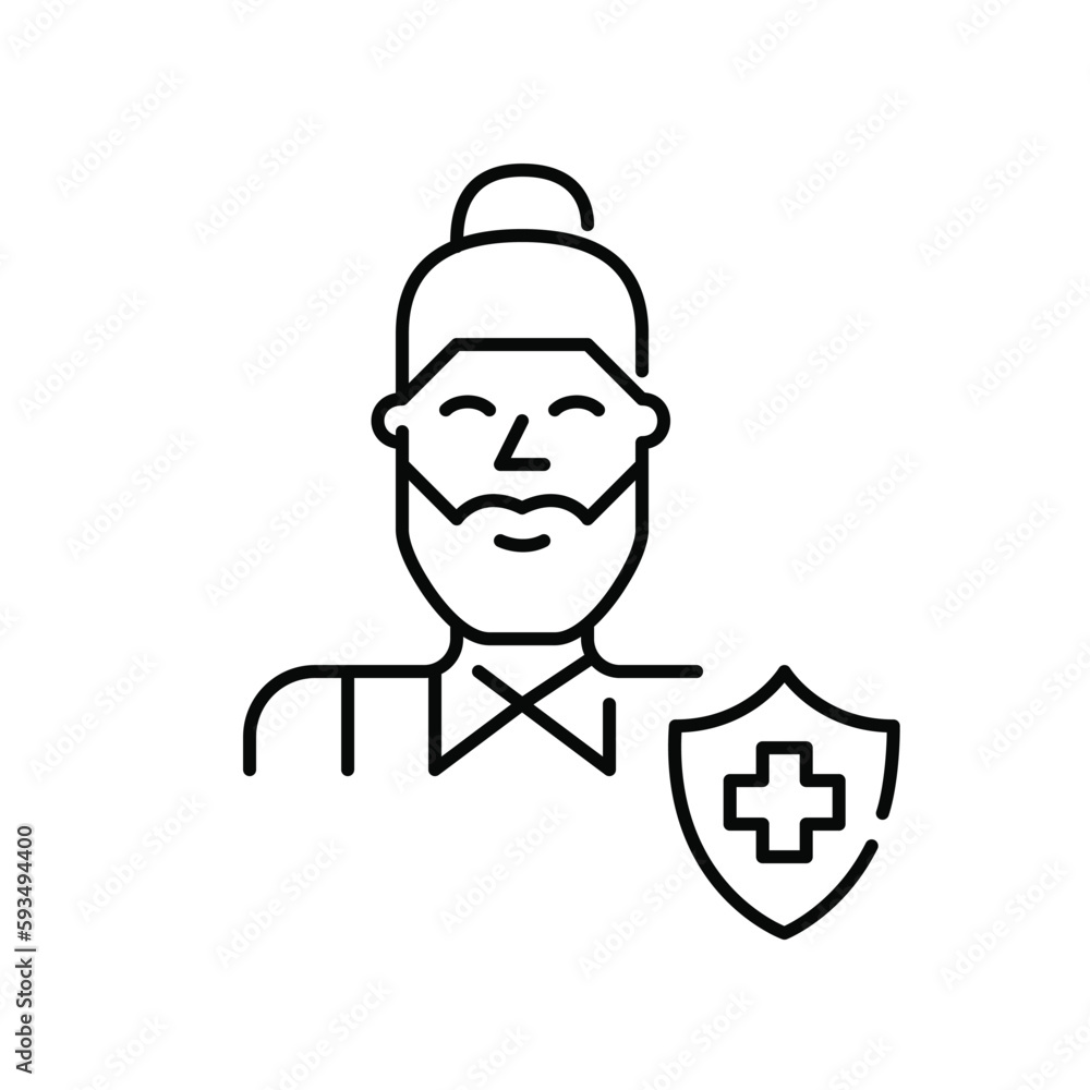 Medical insurance policy user. Pixel perfect, editable stroke icon