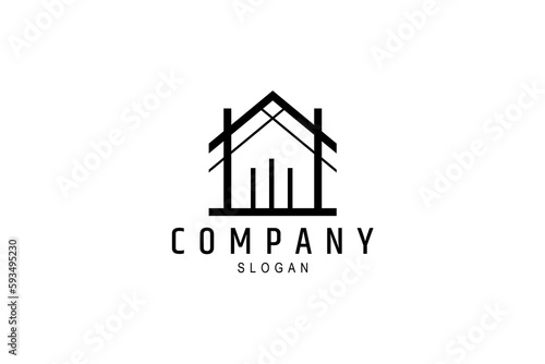 Cottage or hut logo in simple shape in flat design style