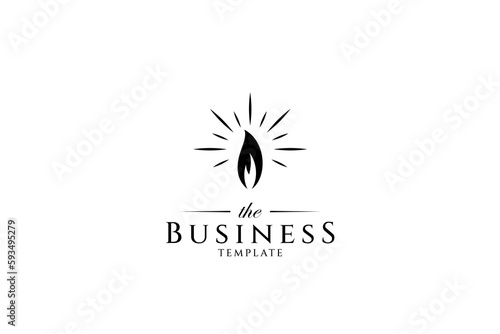 Glowing candle flame silhouette logo in flat design style