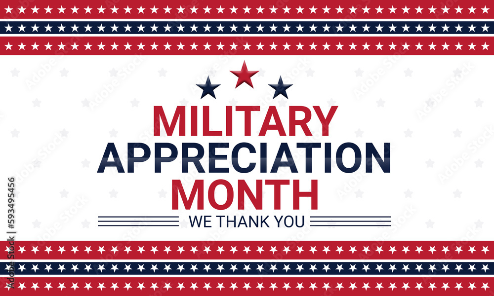 May is National Military Appreciation Month, background design with ...