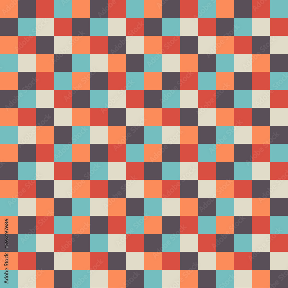 Seamless colorful blocks pattern, Bright check endless print, abstract geometric design, Trendy retro wallpaper, Mosaic background, Color grid ornament Seamless colorful blocks pattern, Bright check endless print, abstract geometric design, Trendy retro wallpaper, Mosaic background, Color grid ornament
