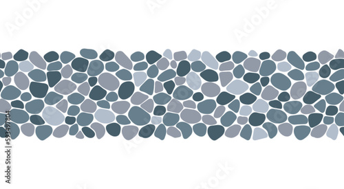 Paving seamless pattern vector illustration. Cute summer repeated background. Pebble, shingle beaches template border for interior designs, beauty, wrapping paper. Doodle sea stones backdrop.