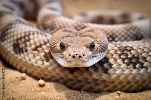 Close-up of a Coiled Rattlesnake Looking into the Camera, Generative AI © Robert Wilson