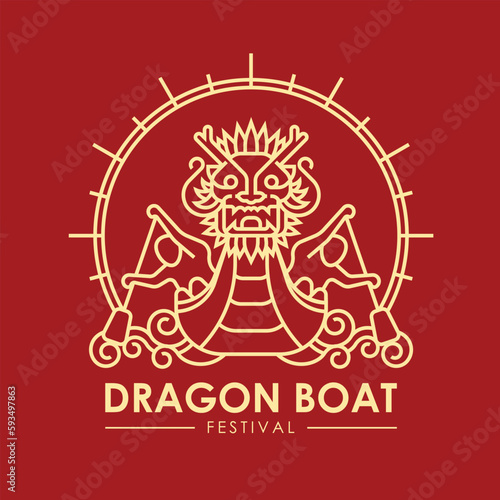 Fotografia Dragon boat festival - Soft gold abstract modern front dragon boat and boater on