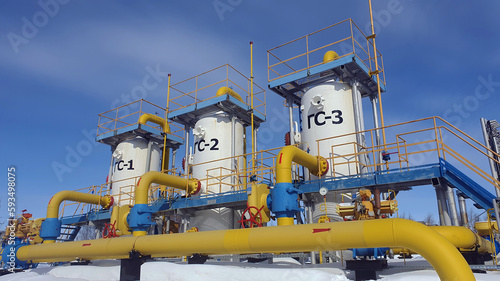 Wallpaper Mural Gas pipeline structures on a sunny winter day in the north of Russia Torontodigital.ca