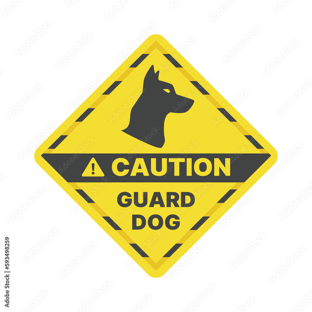 Beware dog yellow vector sign. Warning and caution guard dog label. Beware dog yellow vector sign. Warning and caution guard dog label.