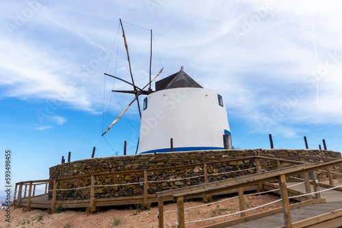 Historic old windmill restored windmill in Aljezur, Portugal
