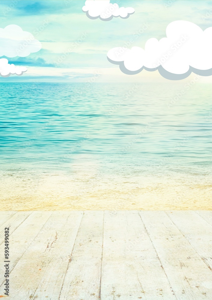 Fototapeta premium Bright and shaded atmosphere summer sea background illustration