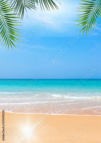 Fototapeta Naklejka Na Ścianę i Meble -  Bright and shaded atmosphere summer sea background illustration