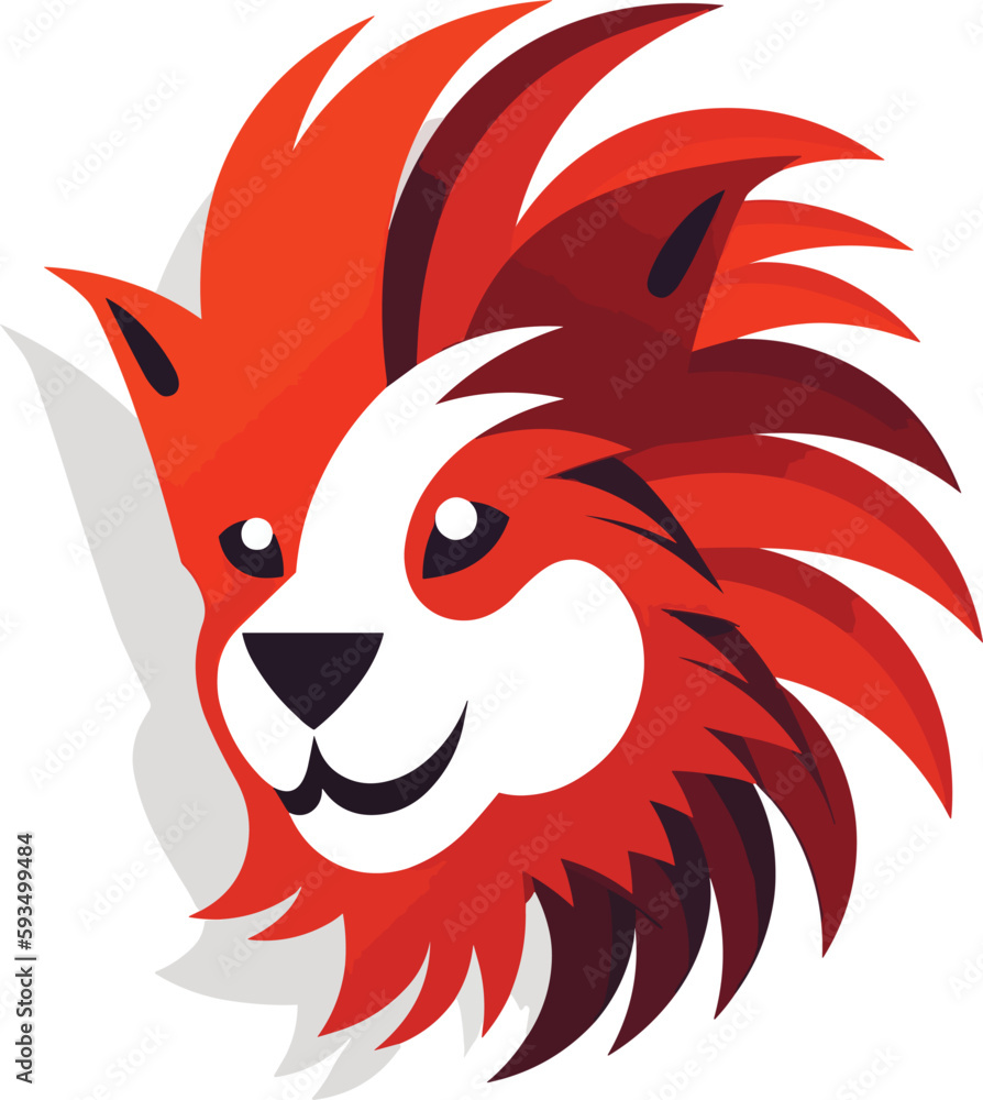 Black and Red Lion Head Mascot Vector