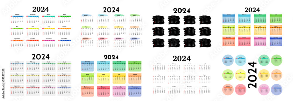 Calendar for 2024 isolated on a white background Calendar for 2024 isolated on a white background