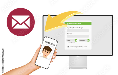 Contactless Solution with Mobile Access. Remote and Online Management. Hand Holding Smart Phone. Vector.