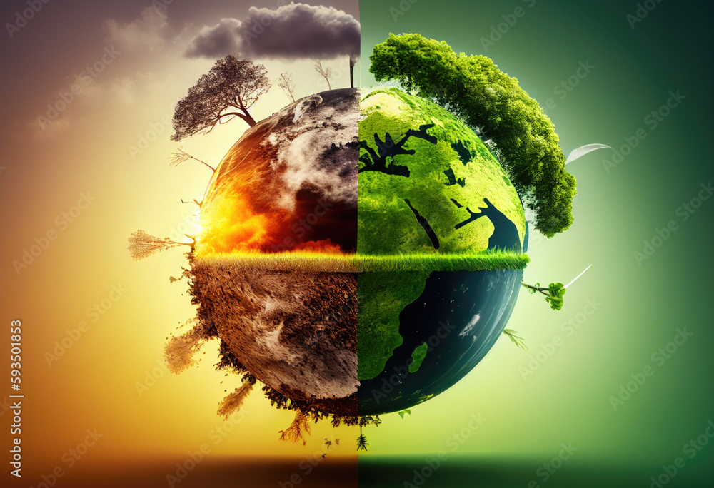 Concept of pollution of the environment, planet and climate change ...