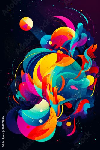 Colorful abstract background with lot of different colored shapes and colors on it. Generative AI.