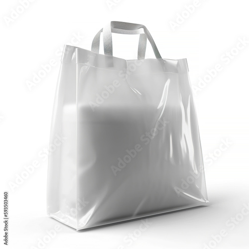 blank white plastic and silver metallic foil bag