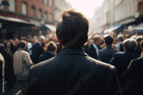Businessman in a Crowd. Blurred City Background. Business concept © Thares2020
