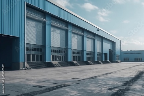 Large distribution warehouse with doors for goods loading