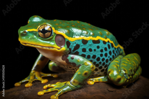 a brilliantly hued Amazonian frog, generative AI © Kien